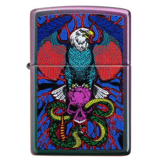 Zippo Lighter - Eagle, Snake, Skull Iridescent Design