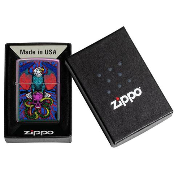 Zippo Lighter - Eagle, Snake, Skull Iridescent Design