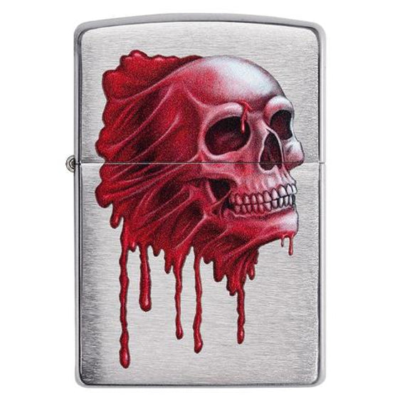 Zippo Lighter - Glory Skull Brushed Chrome