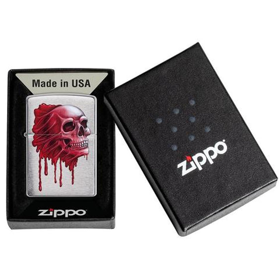 Zippo Lighter - Glory Skull Brushed Chrome