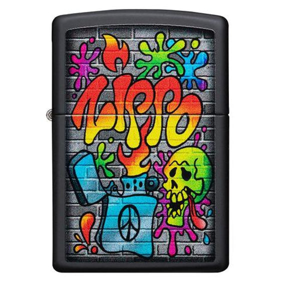 Zippo Lighter - Zippo Street Art Black Matte Design