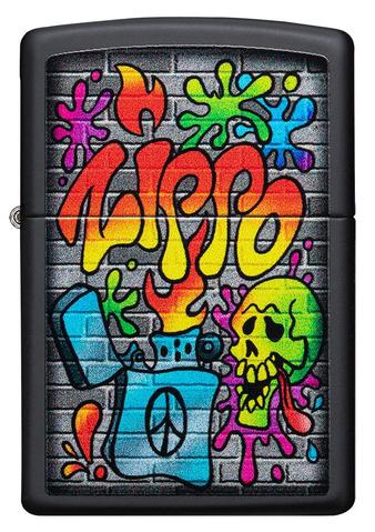 Zippo Lighter - Zippo Street Art Black Matte Design