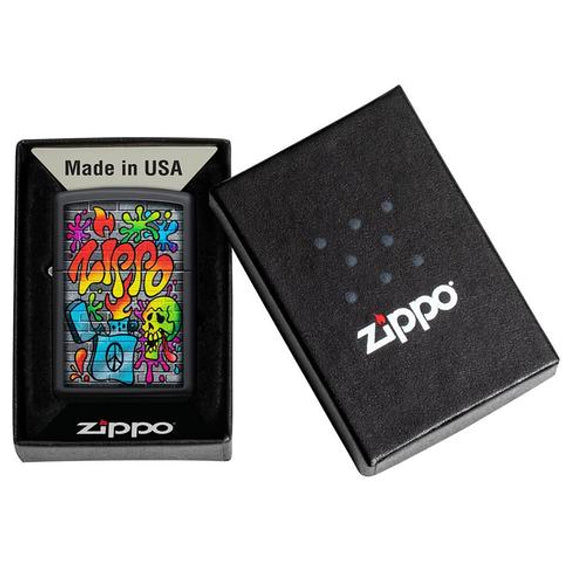 Zippo Lighter - Zippo Street Art Black Matte Design