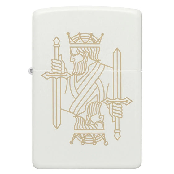 Zippo Lighter - King Queen on Regal White Matte Finish