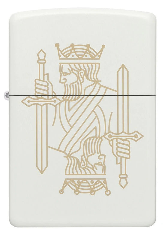 Zippo Lighter - King Queen on Regal White Matte Finish