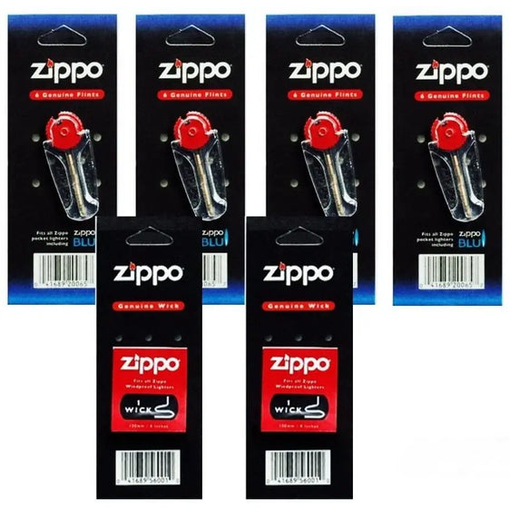 Zippo Genuine Flints & Wicks Variety Packs - 4 Flints 2 Wicks