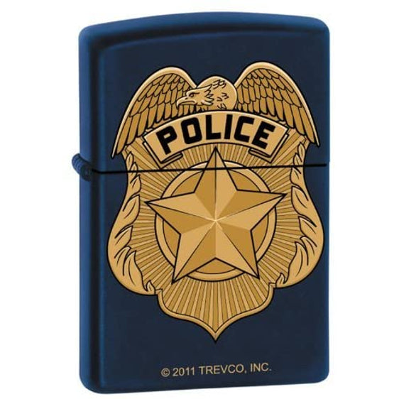 Zippo Lighter - Navy Blue Police Badge - Lighter USA