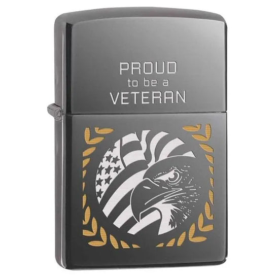Zippo Lighter - Proud To Be A Veteran Black Ice