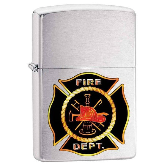 Zippo Lighter - Firefighter Maltese Cross Brushed Chrome