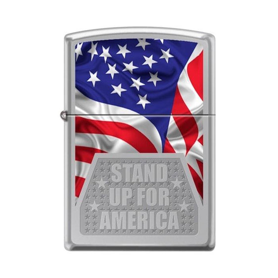 Zippo Lighter - Stand Up For America High Polish Chrome