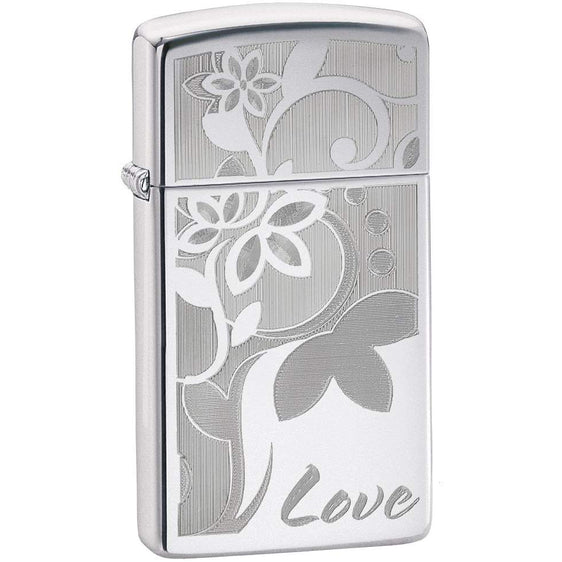 Zippo Lighter - Slim Love and Flowers