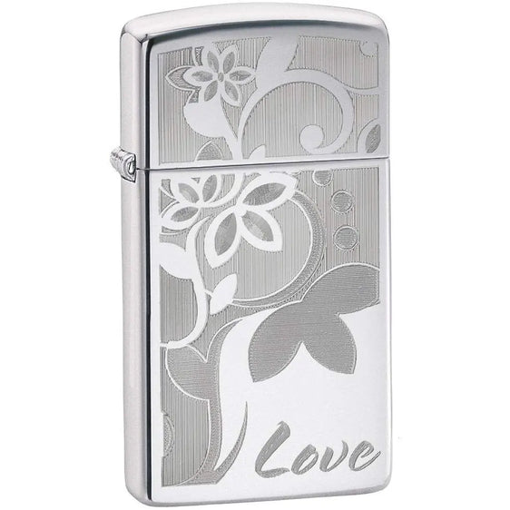 Zippo Lighter - Slim Love and Flowers