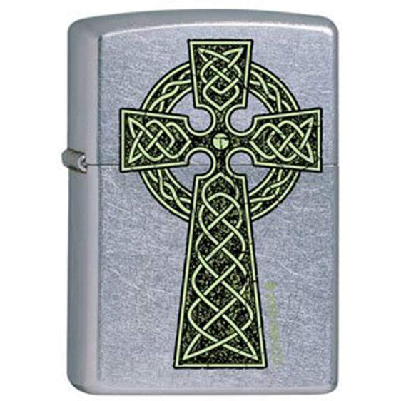 Zippo Lighter - Celtic Irish Green Knot Cross
