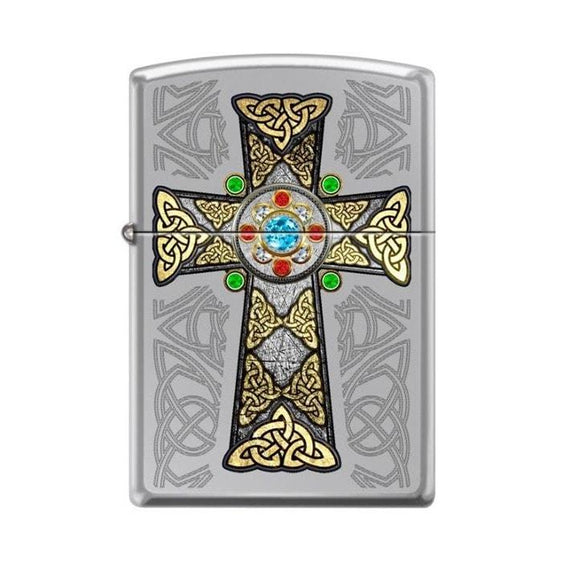 Zippo Lighter - Celtic Cross High Polish Chrome