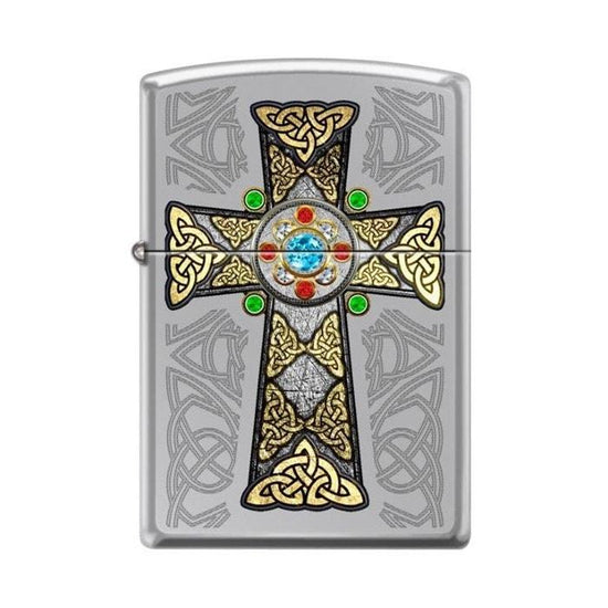 Zippo Lighter - Celtic Cross High Polish Chrome