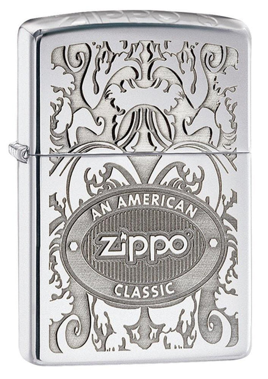 Zippo Lighter - An American Zippo Classic Crown Stamp High Polish Chrome