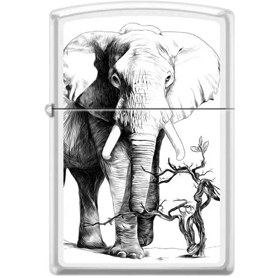 Zippo Lighter - Elephant white matte