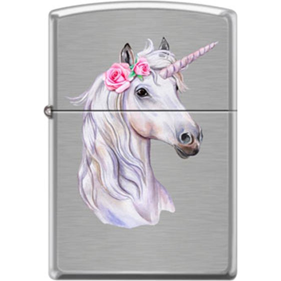 Zippo Lighter - Unicorn w/ Rose