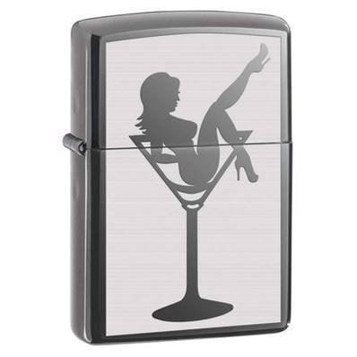 Zippo Lighter - Lady in Cocktail Glass Black Ice