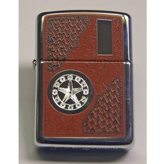 Zippo Lighter - Western Star with Engraving Panel High Polish Chrome
