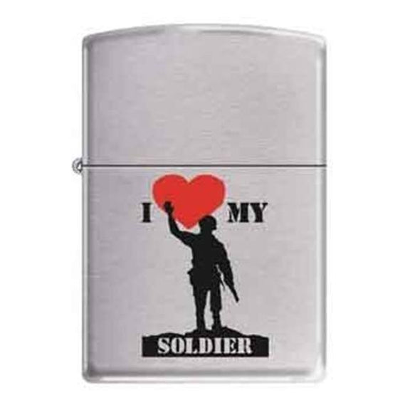 Zippo Lighter - I Love My Soldier Brushed Chrome