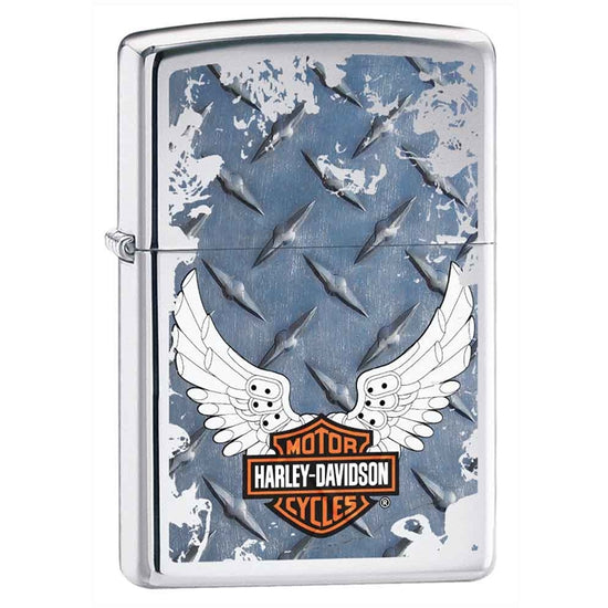 Zippo Lighter - Harley Davidson Diamond Plate High Polish Chrome