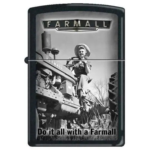 Zippo Lighter - Do It All With A Farmall Black Matte