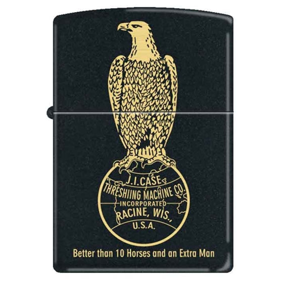 Zippo Lighter - J.I. Case Better Than 10 Horses Black Matte