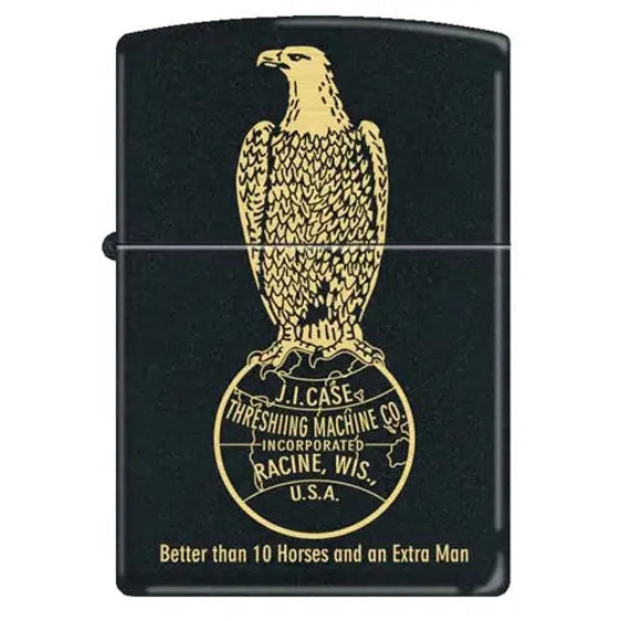 Zippo Lighter - J.I. Case Better Than 10 Horses Black Matte