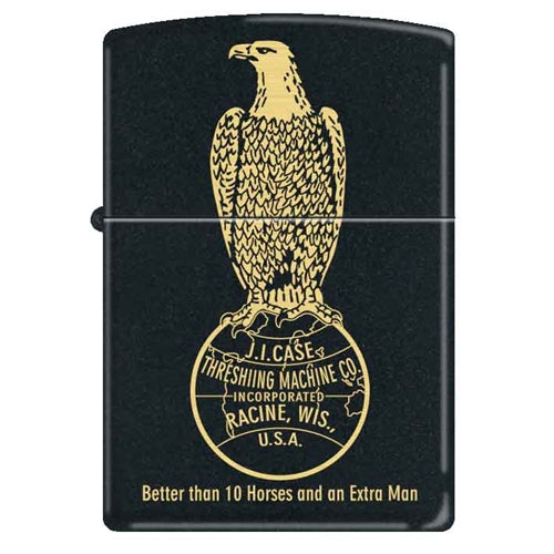 Zippo Lighter - J.I. Case Better Than 10 Horses Black Matte