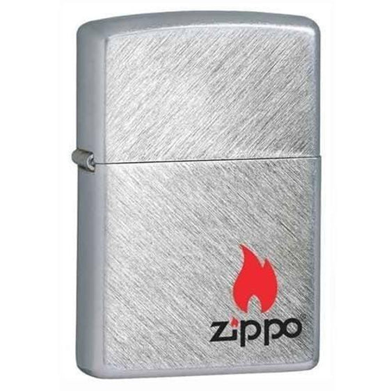 Zippo Lighter - Zippo Logo with Flame Herringbone Sweep