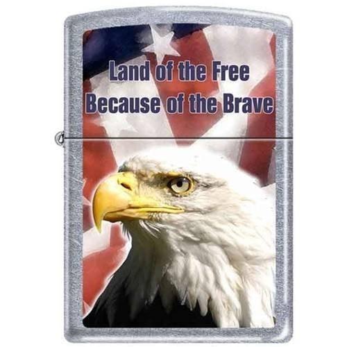 Zippo Lighter - Land of the Free Because of the Brave Street Chrome
