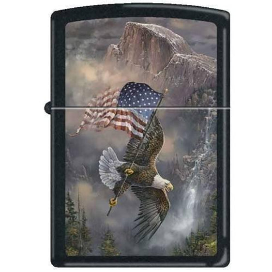 Zippo Lighter - Blaylock "Old Glory at Half Dome" Black Matte