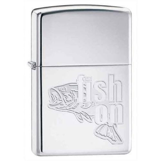 Zippo Lighter - Fish On! High Polish Chrome