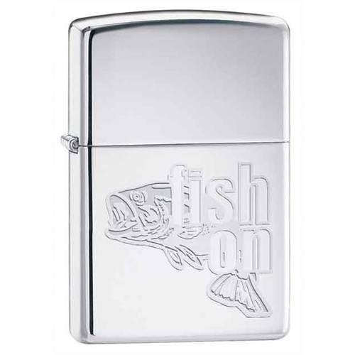Zippo Lighter - Fish On! High Polish Chrome