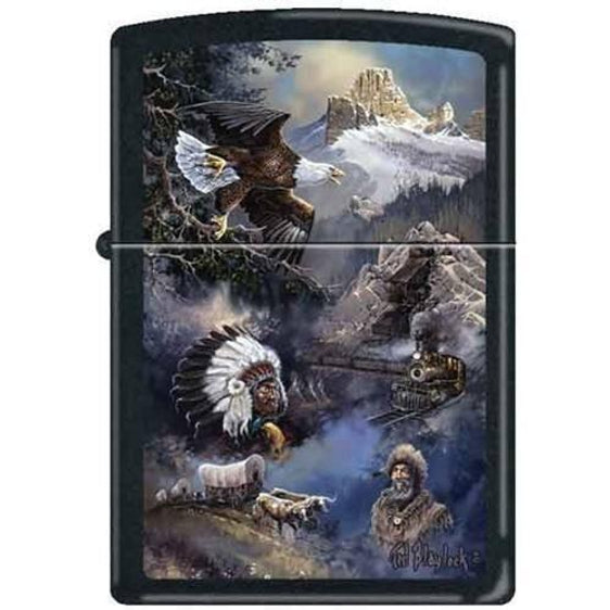 Zippo Lighter - Blaylock Spirit of the West Black Matte