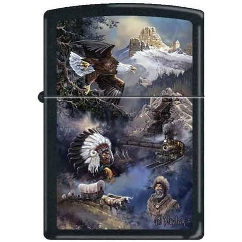 Zippo Lighter - Blaylock Spirit of the West Black Matte