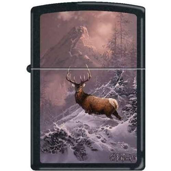 Zippo Lighter - Blaylock The Lone Bull Elk Black Matte