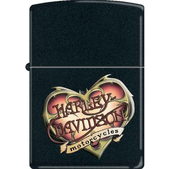 Zippo Lighter - Harley Davidson Hearts Black Matte
