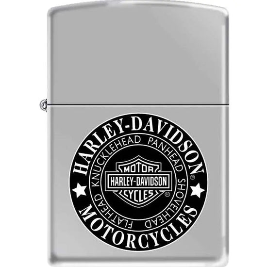 Zippo Lighter - Harley Davidson Knucklehead Brushed Chrome