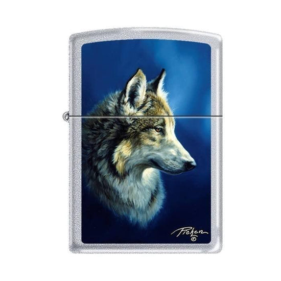 Zippo Lighter - Picken's Wolf Satin Chrome