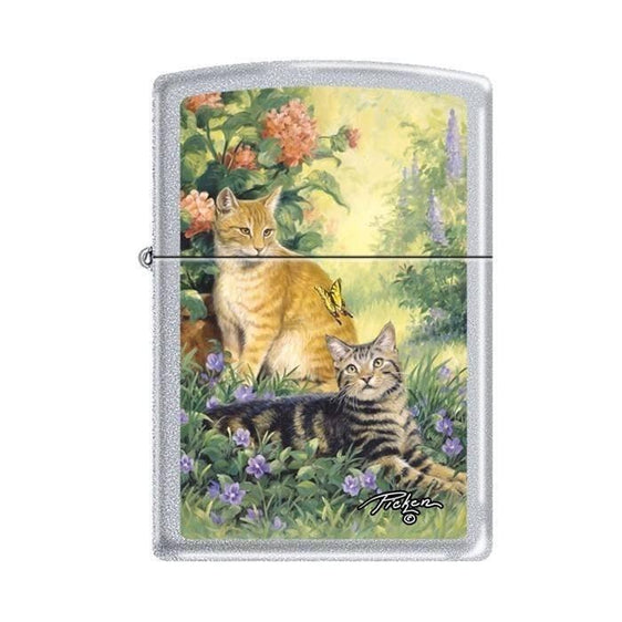 Zippo Lighter - Picken's Purrrfect Satin Chrome Zippo Zippo   