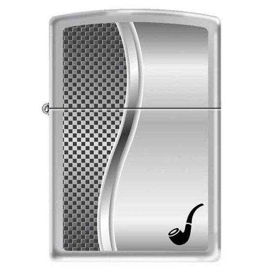 Zippo Lighter - Pipe Lighter Checkered Brushed Chrome
