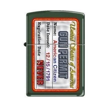 Zippo Lighter - Gun Permit Green Matte