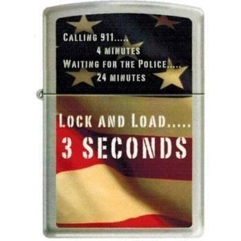 Zippo Lighter - Lock & Load Brushed Chrome