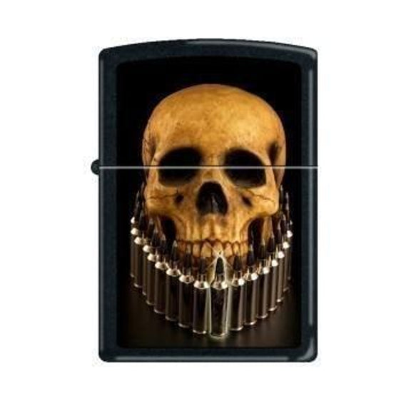 Zippo Lighter - Skull Bullet Neck Black Matte