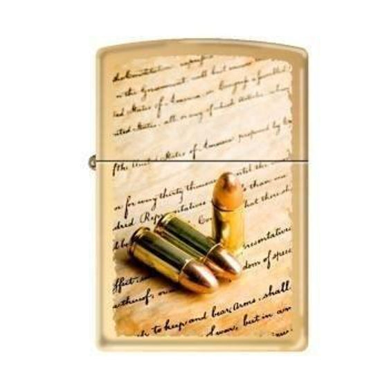 Zippo Lighter - 2nd Amendment High Polish Brass