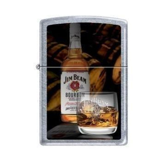Zippo Lighter - Jim Beam Bottle with Glass Street Chrome
