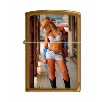 Zippo Lighter - Sexy Cowgirl White Top White Toffee