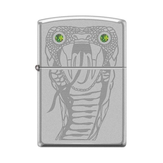 Zippo Lighter - Snake Eyes w/ Green Swarovski High Polish Chrome